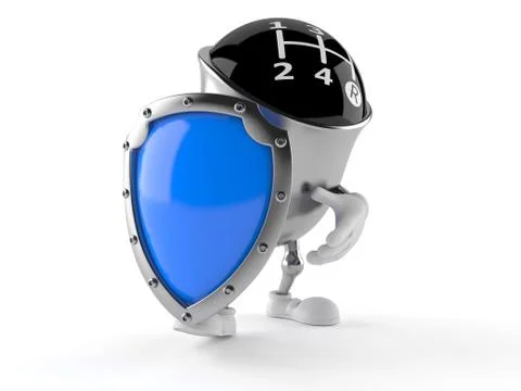 Gear knob character with protective shield Stock Illustration