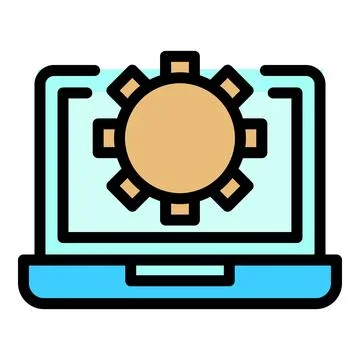 Gear laptop icon vector flat Illustrazione stock