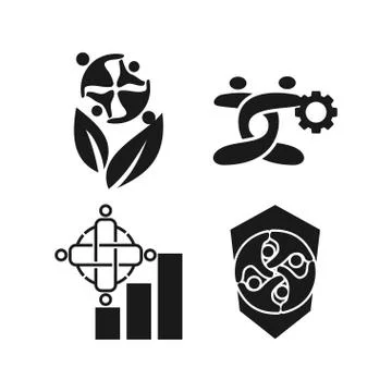 Gear Leaf Business Commitment Teamwork Together Black Logo Stockillustratie