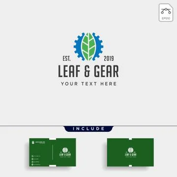 Gear leaf logo design environment industrial vector icon Stock Illustration
