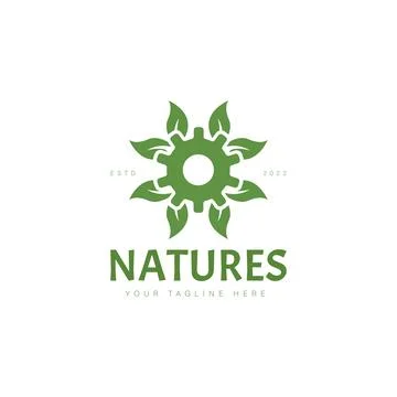 Gear with leaf logo design icon illustration Stock Illustration