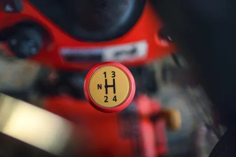 Gear lever with gear position indicator. Stock Photos