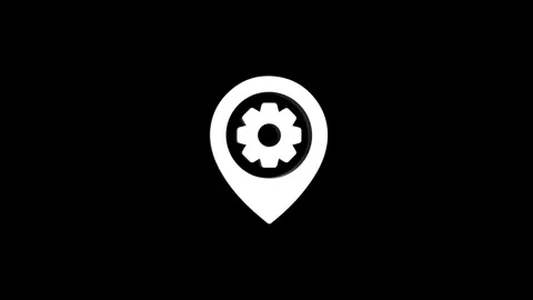 Gear location 3d pin map rotating animation spinning in background Stock-Footage 313492116