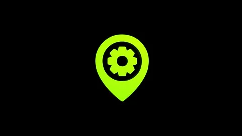 Gear location 3d pin map rotating animation spinning in background Stock Footage 313492123