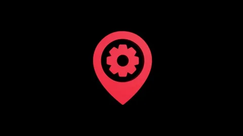 Gear location 3d pin map rotating animation spinning in background Stock Footage 313492129