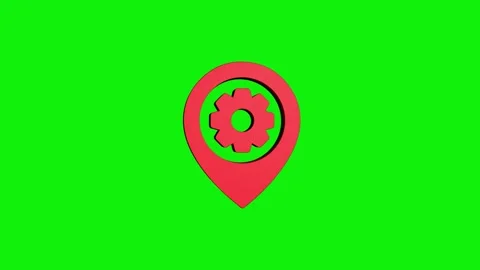 Gear location 3d pin map rotating animation spinning in background Stock Footage 313492130