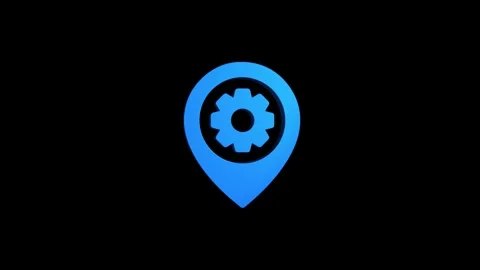 Gear location 3d pin map rotating animation spinning in background Stock Footage 313492146