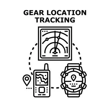 Gear location tracking devices navigation technology concept Stock Illustration