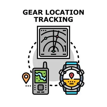 Gear location tracking devices navigation technology concept Stock Illustration