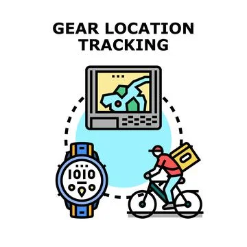 Gear location tracking service presenting a delivery concept Stock Illustration