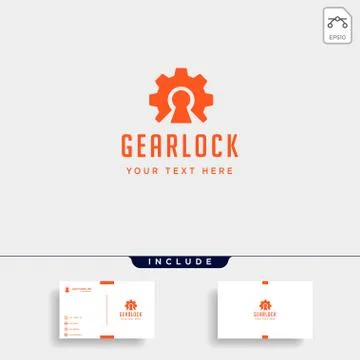 Gear lock logo design protect industry vector icon isolated Stock Illustration