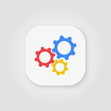 Gear logo flat icon on a gray background Иллюстрация