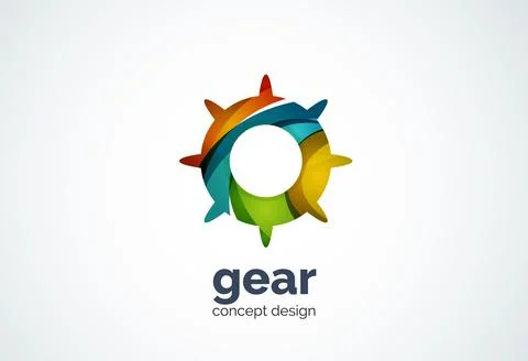 Gear logo template, hi-tech digital technology working and engineering concept Stock Illustration