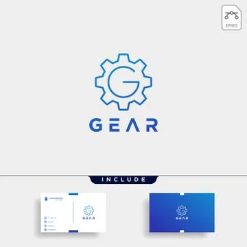 Gear logo vector line icon industry initial g symbol sign isolated Stock Illustration