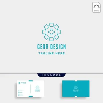 Gear logo vector line icon industry initial g symbol sign isolated Stock Illustration