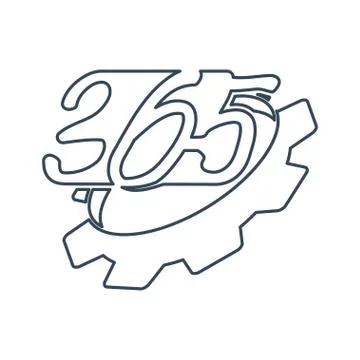 Gear machine 365 infinity logo icon design illustration outline Stock Illustration