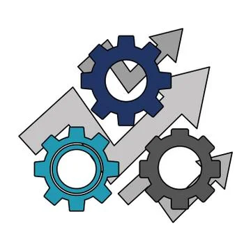 Gear machine with arrows up isolated icon Stock Illustration