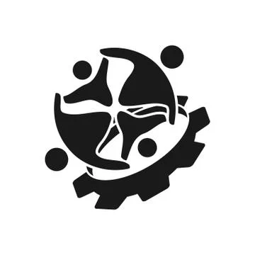Gear machine Commitment Teamwork Together Black Logo 스톡 일러스트