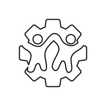 Gear machine Commitment Teamwork Together Outline Logo Illustrazione stock