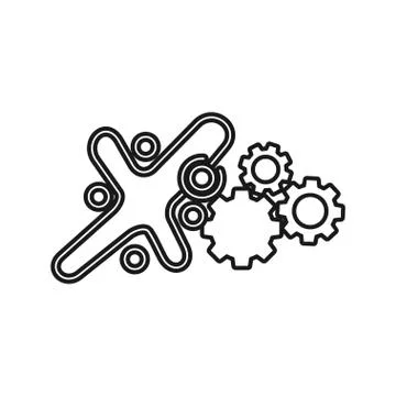 Gear machine Commitment Teamwork Together Outline Logo vector Illustrazione stock