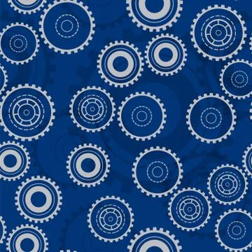 Gear machine elements seamless pattern Technical engineering Stock Illustration