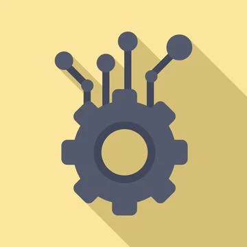 Gear machine learning icon, flat style Illustrazione stock