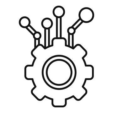 Gear machine learning icon, outline style Illustrazione stock