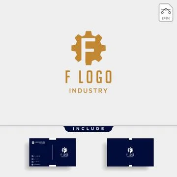 Gear machine logo initial f industry vector icon design isolated Stock Illustration