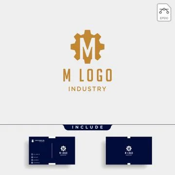 Gear machine logo initial m industry vector icon design isolated Stock Illustration