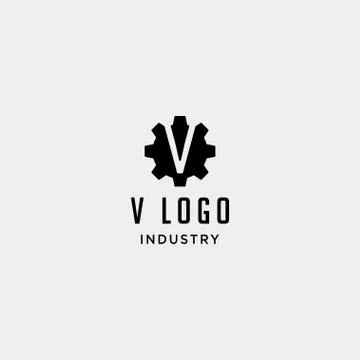 Gear machine logo initial v industry vector icon design isolated Illustrazione stock