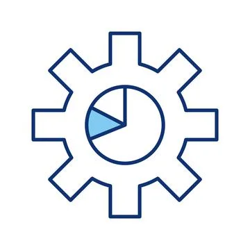 Gear machine with statistics pie style icon Stock Illustration