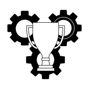 Gear machine with trophy cup isolated icon Stock Illustration