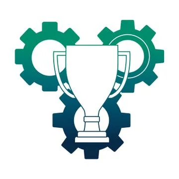 Gear machine with trophy cup isolated icon Illustrazione stock