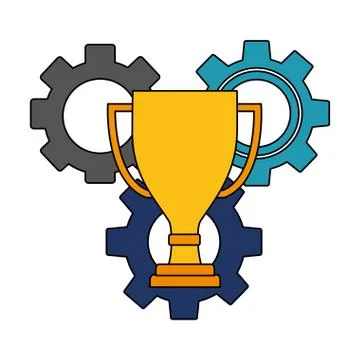 Gear machine with trophy cup isolated icon Stock Illustration