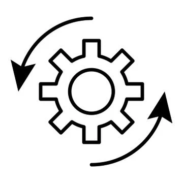 Gear machine work with arrows around line style icon 스톡 일러스트