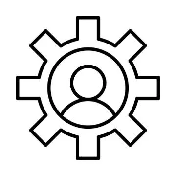 Gear machine work with human avatar line style icon Illustrazione stock