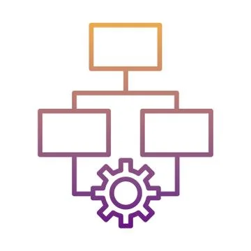 Gear machine work with infographic gradient line style icon Stock Illustration