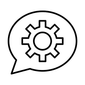 Gear machine work in speech bubble line style icon Stock Illustration