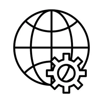 Gear machine work with sphere browser line style icon 스톡 일러스트