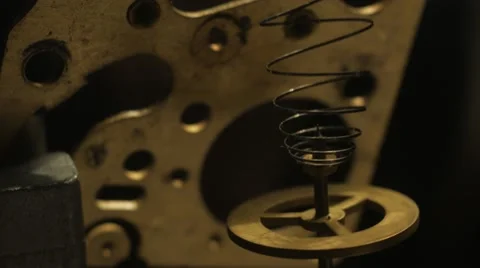 Gear macro shooting.old clock cogwheel mainspring Stock Footage 67417447