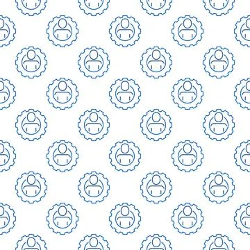 Gear with Man vector concept line seamless pattern イラスト素材