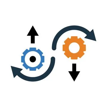 Gear, management, up, down, process, management process icon Stock Illustration