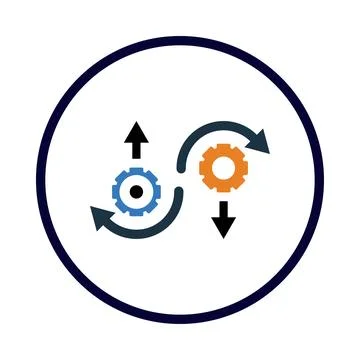 Gear, management, up, down, process, management process icon Stock Illustration