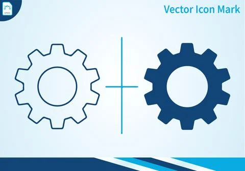 Gear mark vector icon, line and glyph version, modern flat design element. Stock Illustration