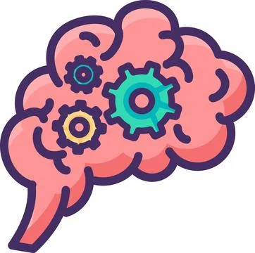 Gear Mechanism Brain Hemispheres Inside Stock Illustration
