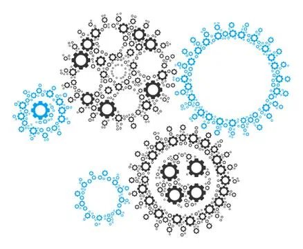 Gear Mechanism Collage of Cogs Stock Illustration