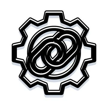 Gear mechanism forming a complex network link Stock Illustration