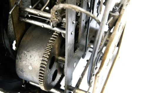 Gear in mechanism of the old clock Stock Photos