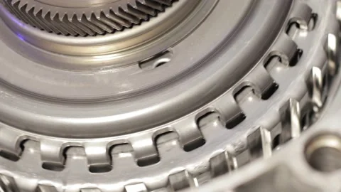 Gear mechanism process Rotating gears. works from within. movable clutch disc. Stock Footage 239474808