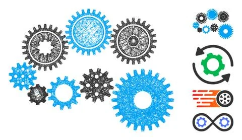 Gear Mechanism Web Vector Mesh Illustration 스톡 일러스트